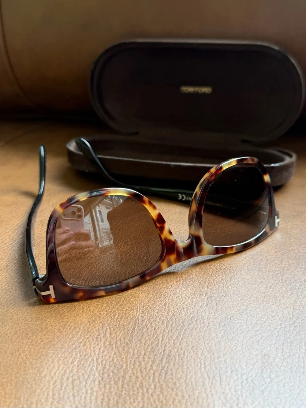 Authentic Tom Ford Leo TF336 55J Havana Black Rectangle Sunglasses Unisex
